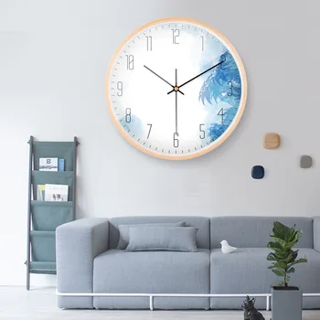 

Quartz Watch Japanese Wood Wall Minimalist Home 10 Inch Digital Sheet Acrylic Loudspeaker Mute Europe Needle Separates