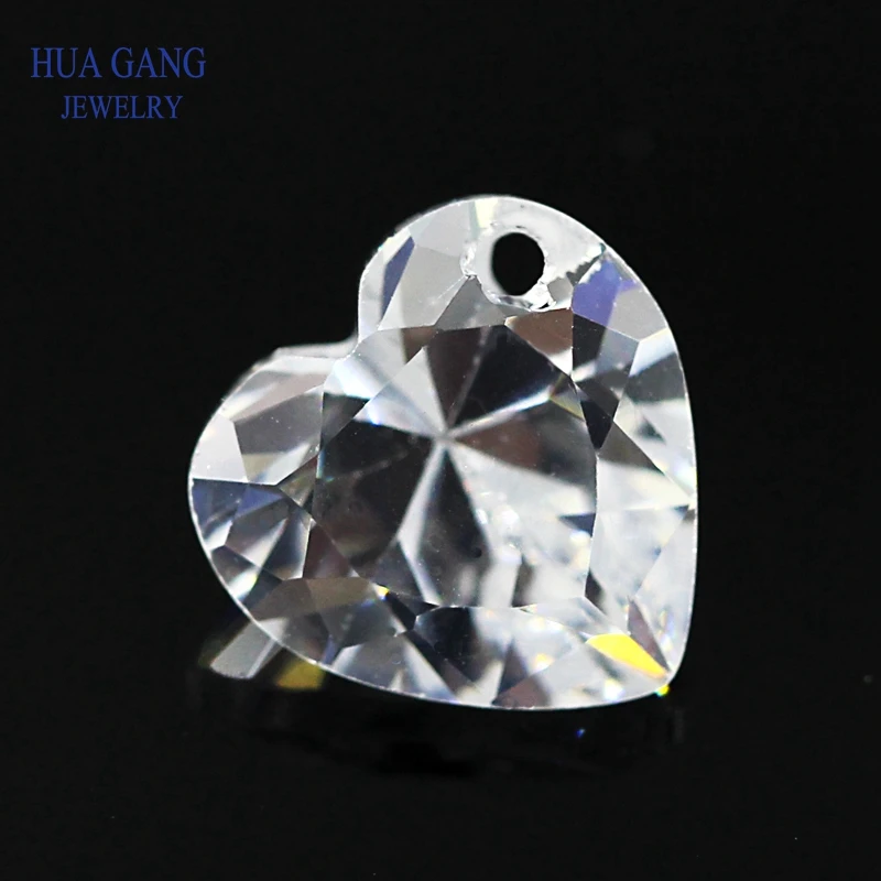 

Single Hole AAAAA Heart Shape White Cubic Zirconia Stone For Jewerly Making 4x4~12x12 High Quality