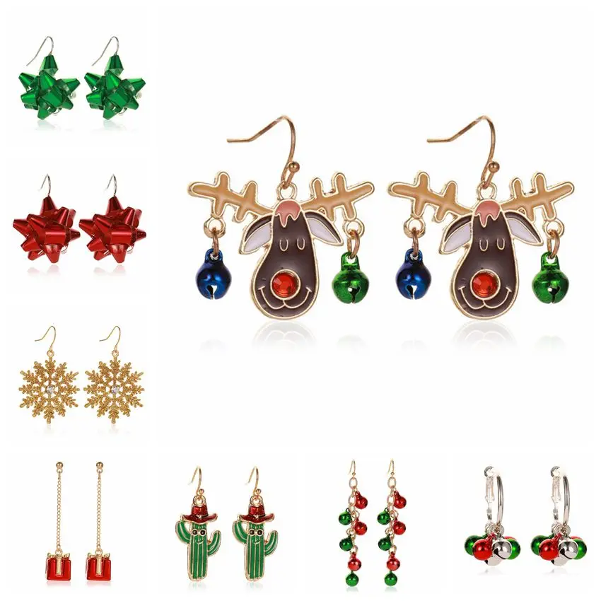 

Santa Claus Christmas Earrings Snowman Deer Bell Christmas Tree Ear Jewelry Accessories Lovely Xmas Gifts for Women Girls A30