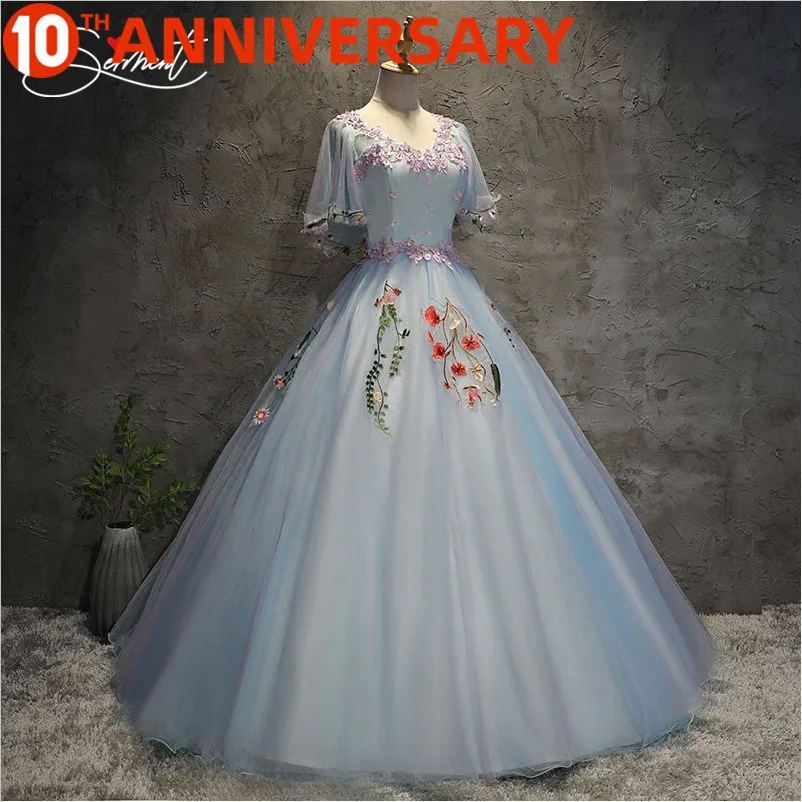 

OllyMurs Color Prom Dress Opera Performance New Spring and Summer 6 Layer 3D Flower Fluffy Thin Shoulder Dress Free Shipping