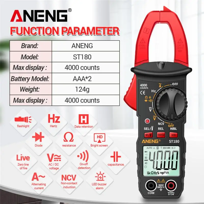 digital ph tester ANENG ST180 Digital Multimeter мультиметр AC/DC Clamp Multimeter Volt Tester Multimetro High Precision Voltage Meter electronic ph meter