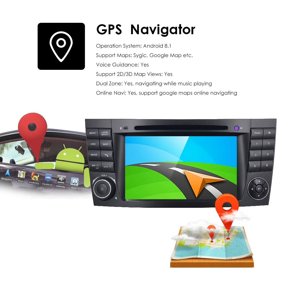 Discount 2 din Android 8.1Car Radio CAR DVD Player For Mercedes W211 W219 W463 CLS350 CLS500 CLS55 E200 E220 E240 E270 E280 AudioStereo 18