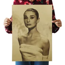 [A36] Хепберн 20 Ностальгический ретро плакат из крафт-бумаги экран для помещений кафе декоративная живопись