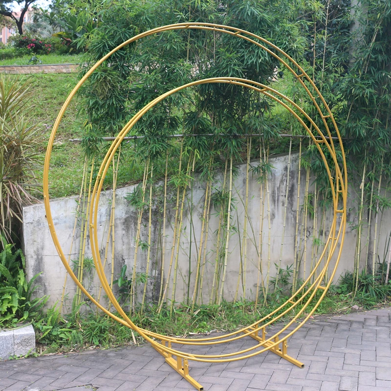 JAROWN Wedding Party Props Backdrop Iron Arch Stand Decor Double Round Ring Arch Frame Decorative Flower Arch Door Decoration (12)