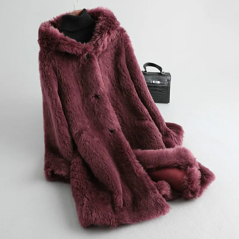

Real Fur Coat Female 100% Wool Jacket Autumn Winter Coat Women Clothes 2019 Korean Vintage Warm Sheep Fur Tops ZT4835