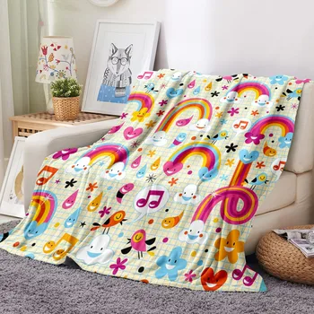 

Rainbow/Hot Air Balloon/Sun Flannel Blanket 3D Print Cartoon Animals Fleece Blanket Colorful Picnic Airplane Throw Blanket