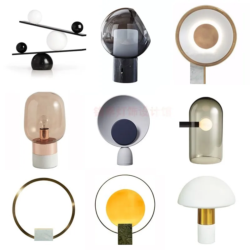 

Europe Modern Concise Bedroom Desk Lamp Marble Originality Designer Model House Hotel A Living Room Bedside Small Desk Lamp