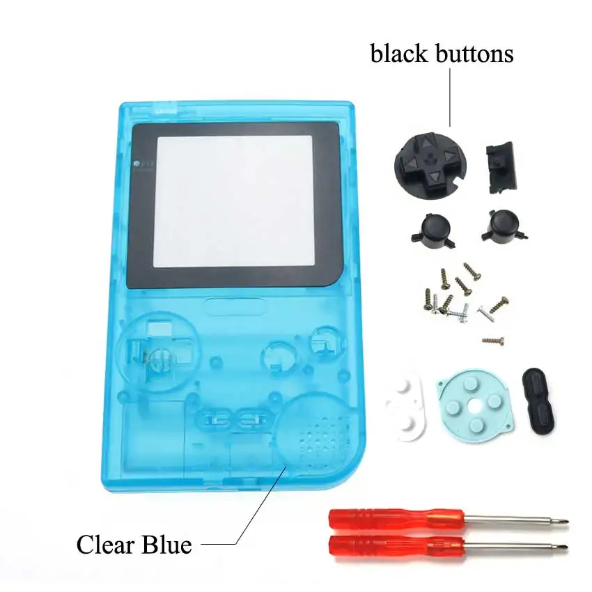 clear blue YuXi полный Чехол Корпус Замена для Gameboy Карманная игровая консоль для GBP оболочка с кнопками Набор отверток Инструменты - Цвет: clear blue