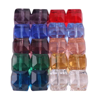 

20Pcs Lampwork Glass Cube Beads Red 10mm Faceted Square Beads DIY Making Cristaux Bijoux Accessoires Couture Wholesale In Bulk