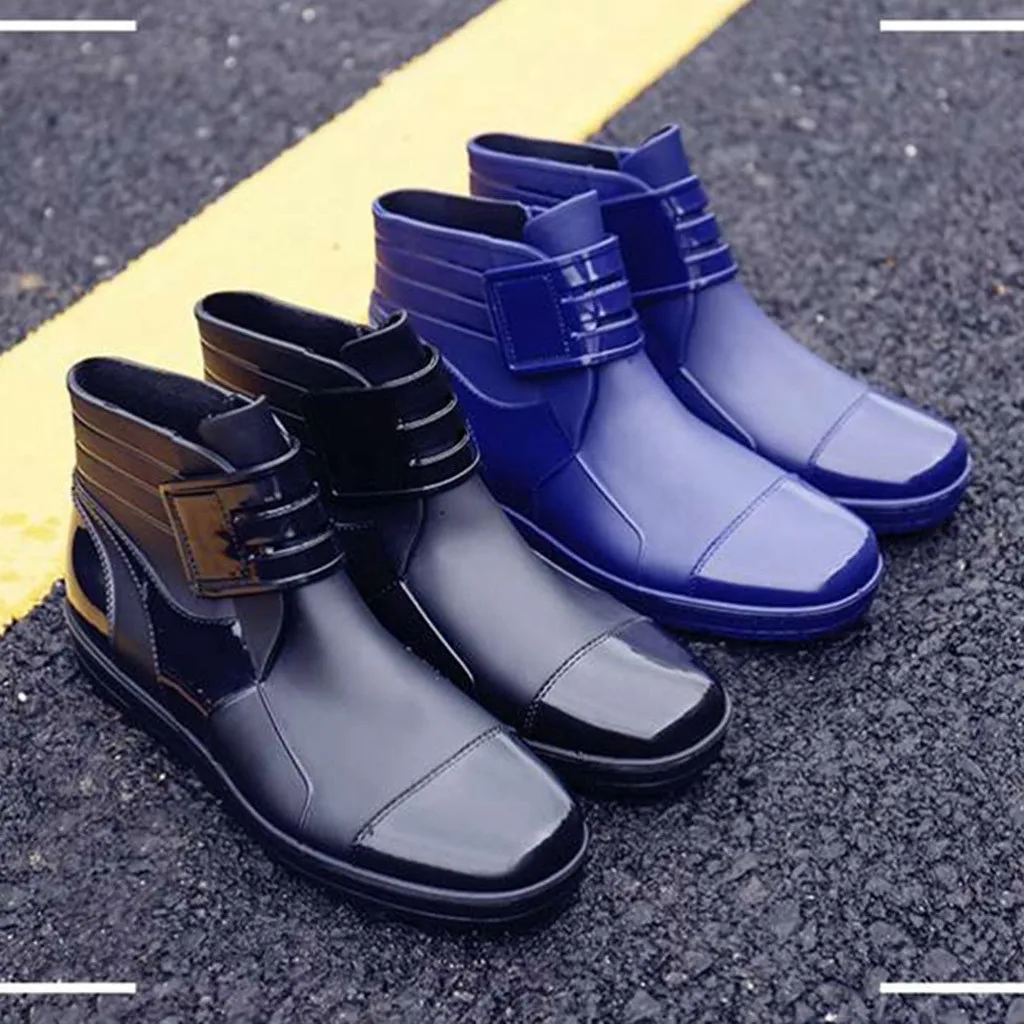 

JAYCOSIN Men's Fashion Rain Boots Low To Help Non-Slip Solid Color Waterproof Ankle Boot Spring Work Shoes Plus Size Boots #45