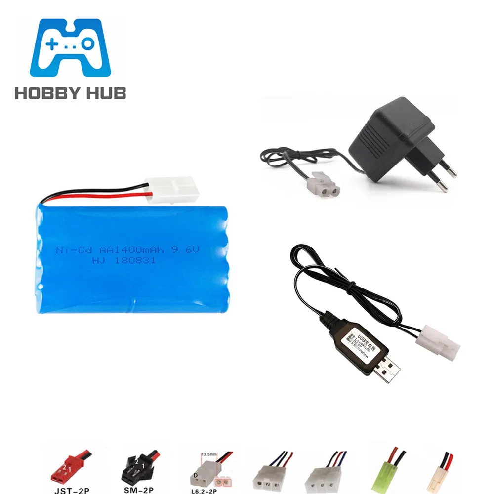 

9.6V 1400mAh Ni-CD battery +9.6v Charger for RC Toy car boat truck gun robot nicd AA 9.6v Rechargeable Battery Pack For rc boats