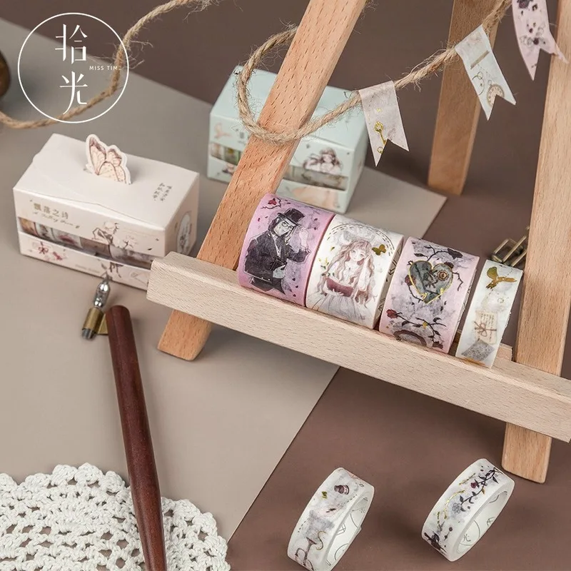 

5 Pcs/set Retro Washi Tape Set Masking Tape Vintage Bronzing Vintage Moroka Series Halloween Washi Tape Retro Decorative Tape