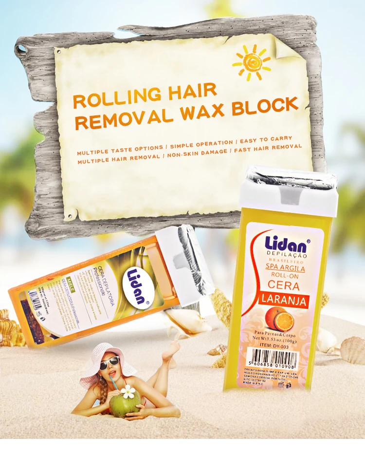 100g Depilatory Wax Cartridge Hair Removal Cream 5 Flavor Orange