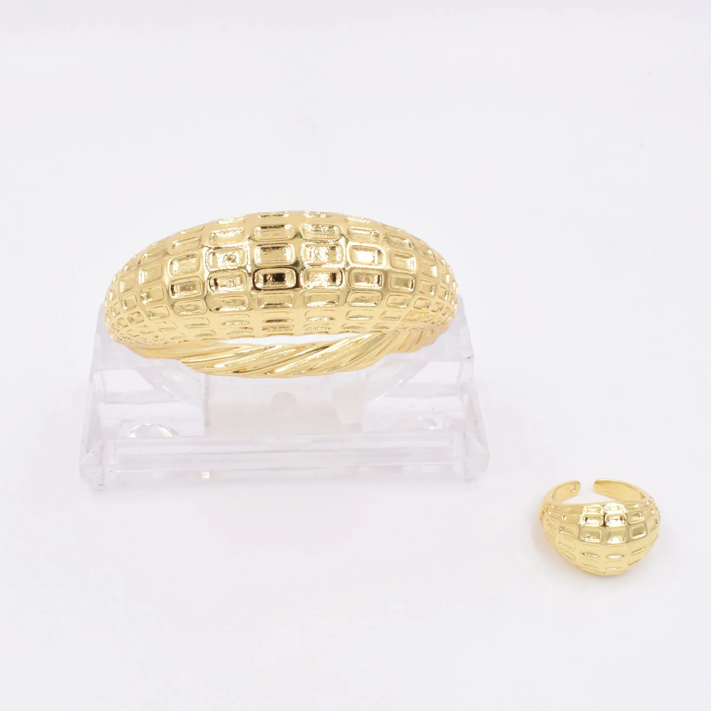 NEW High Quality Dubai Gold Design Fashion 2pcs Luxury Jewelry Sets BIG Bracelet &amp Rings For Women african | Украшения и