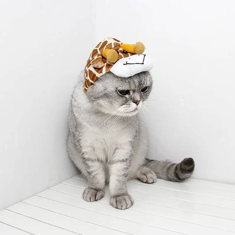

2020 Fashion Pet Hat Cat Cute Hat Pet Small Dog Cat Hat Of Animal Bee Elephant Pet Animal Shape Dress Out Cat Hat Brown