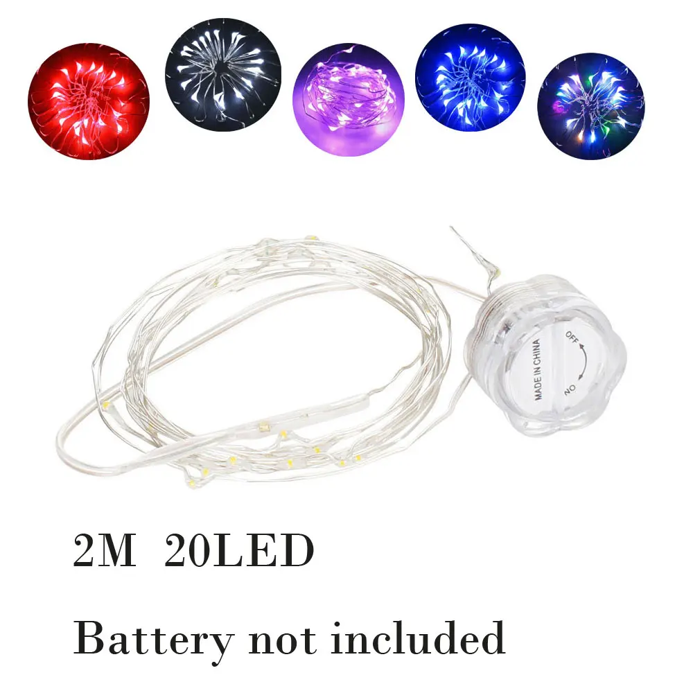 2M  LED String Copper wire 20LEDs Fairy String Lights With Battery Operated With Switch for Outdoor  Party Wedding Christmas De 7 21ft 20leds fairy string lights