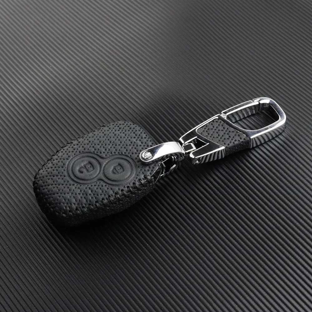 Роскошный качественный чехол для ключей из натуральной кожи для Renault Logan Espace Sandero Megane Modus Kangoo Clio, чехол для ключей с 2 кнопками