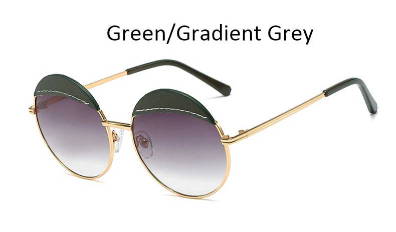 Green Gradient Grey Ретро Винтажные круглые женские солнцезащитные очки, фирменный дизайн, высокое качество, металлические солнцезащитные очки для женщин, модные коричневые женские очки UV400 - Цвет линз: Green Gradient Grey