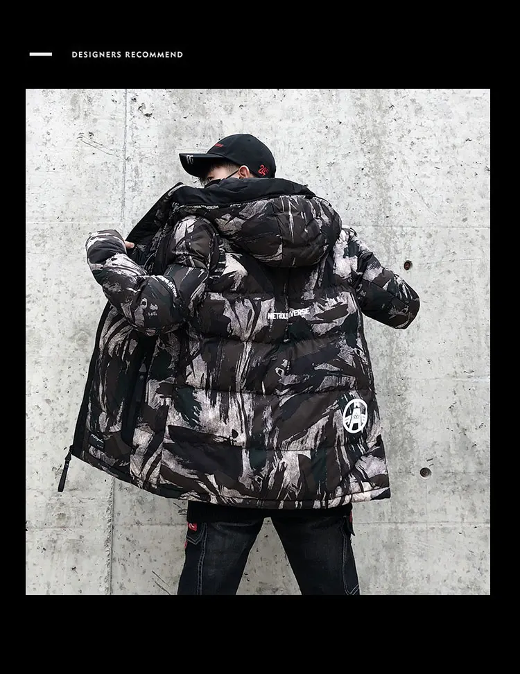 Уличная камуфляжная зимняя куртка для мужчин с капюшоном Повседневная Мужская парка пальто камуфляжная Толстая Теплая мужская верхняя одежда