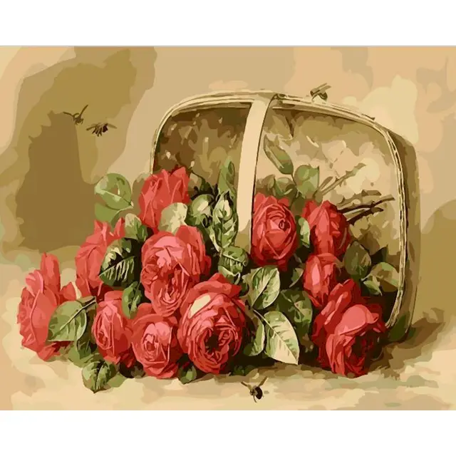 Adult Coloring By Numbers Flowers DIY Unframe Decor For Home Oil Painting By Numbers Fruit Acrylic Paint Handpainted Adult Gift 991126