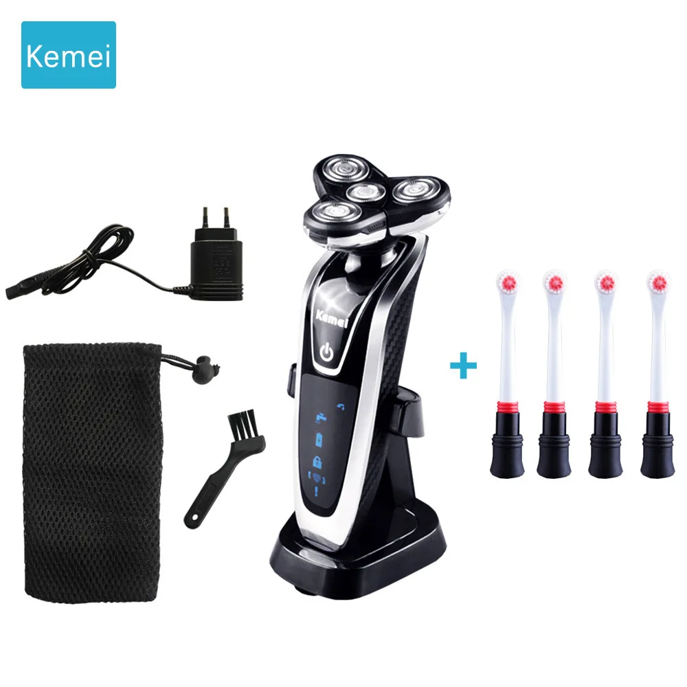 wiht toothbrush Kemei, электрическая зубная щетка, многофункциональная бритва для бритья, Мужская бритва, машинка для стрижки волос, триммер для волос в носу, уход за лицом, 5 - Цвет: wiht toothbrush