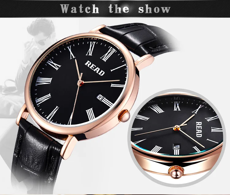 New Men's Business Watch Leather Strap Fashion Simple Multi-function Waterproof Quartz Men's Watch Relogio Masculino
