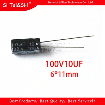 

50PCS Higt quality 100V10UF 6X11mm 6.3*11 10UF 100V Electrolytic capacitor