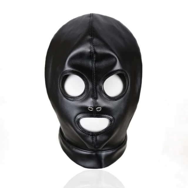 Adultes Latex Cagoule Cuir Sexy Masque Ouvert Hole Hood Jouet de Rôle  Esclave Costume Sextoys pour Randonnée Vélo Carnaval