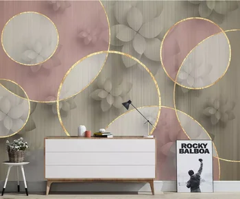 

Custom 3D Stereo Floral Pink Living Room Bedroom Background Wallpaper Mural