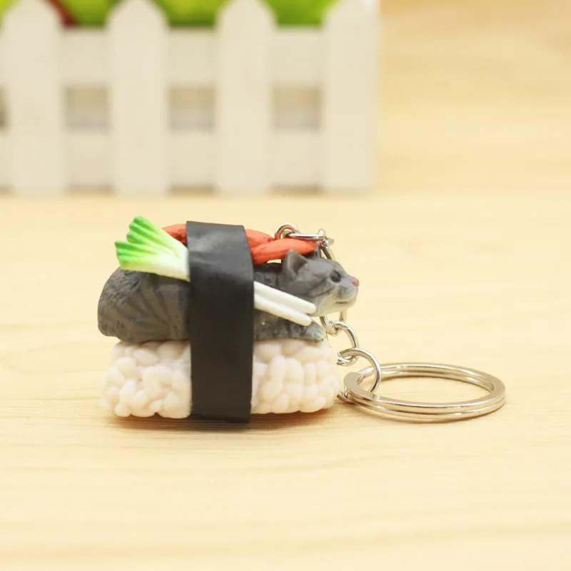 Creative Cool Unique Cute Cartoon Sushi Cat Doll Keychain Pendant Bag Accessories Cross Border Boutique Supply of Goods