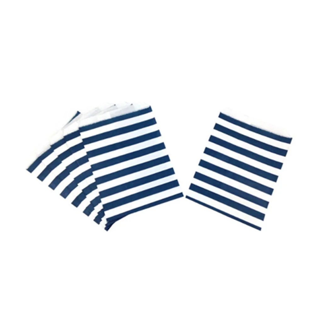 PB41 Navy Blue 25 шт./компл. вечерние поставки милый дом для хранения торта eco-friendly мешок Еда Бумага мешок для детей в полоску; подарок на свадьбу со вкусом конфеты закуски - Цвет: PB41 Navy Blue