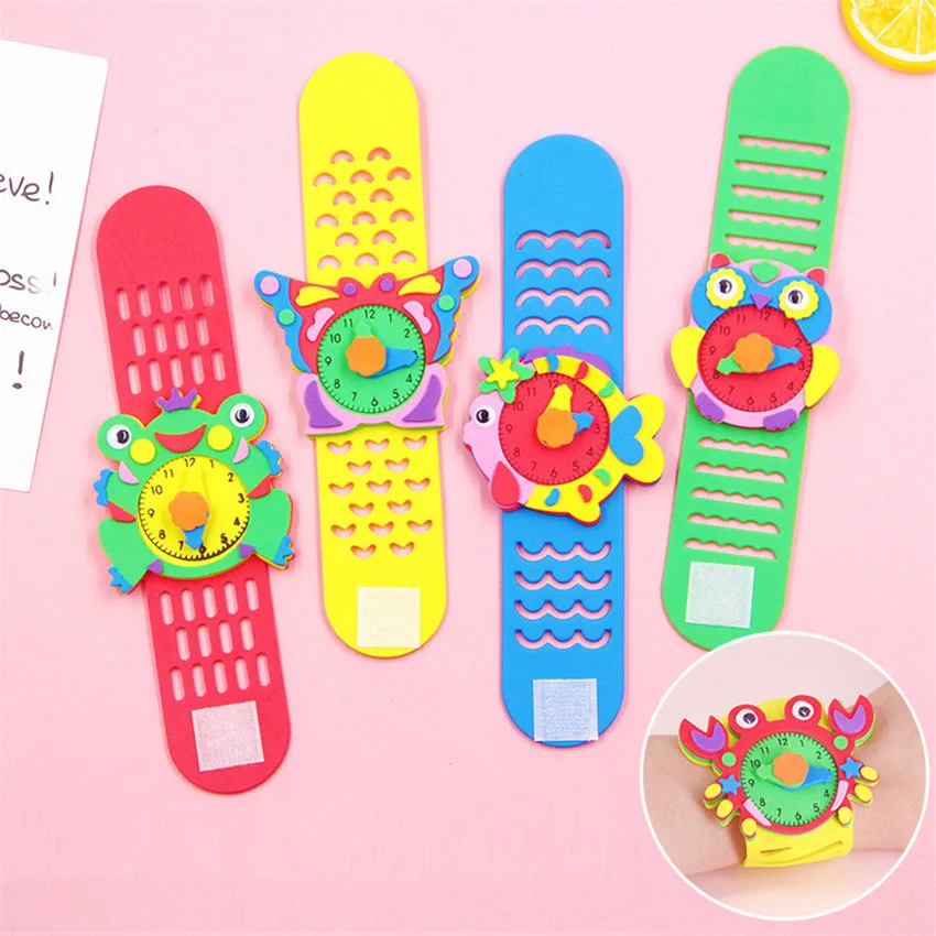 3Pcs/set Handmade EVA DIY Cartoon Watch Kindergarten Making Material Kit Pasting Toys for Chidlren Educational Art Craft Gifts | Игрушки и