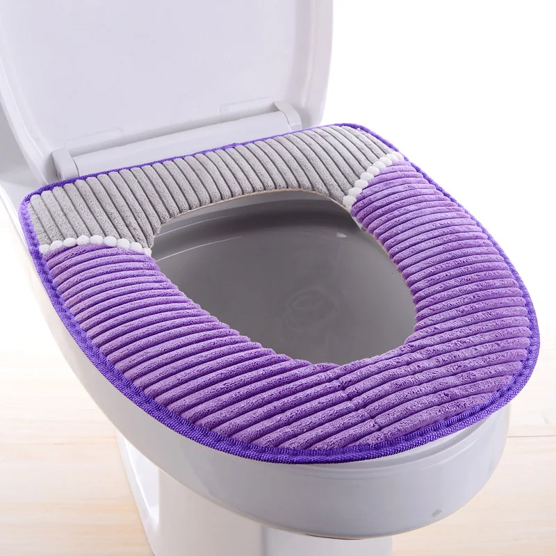 purple Теплый мягкий чехол для унитаза, накладка на сиденье, ванна унитаз, протектор, аксессуары для ванной комнаты, чехол для унитаза, моющийся коврик - Цвет: purple