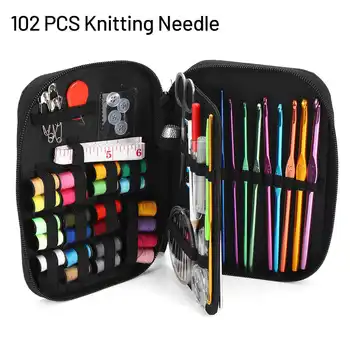

14/102PCS Metal Aluminum Oxide Knitting Needle Crochet Hook Set for Kniting Sweater Needle Work Sewing Accessories