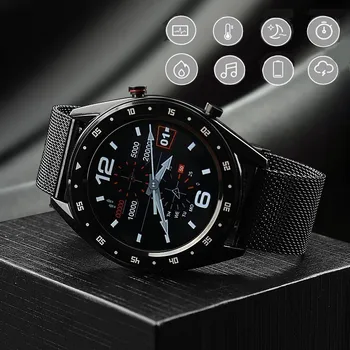 

Genuine Leather Watch Man Business Sports IOS Andorid Compatible Round Smart Watch Compass with Answer Call Magnetic Charge