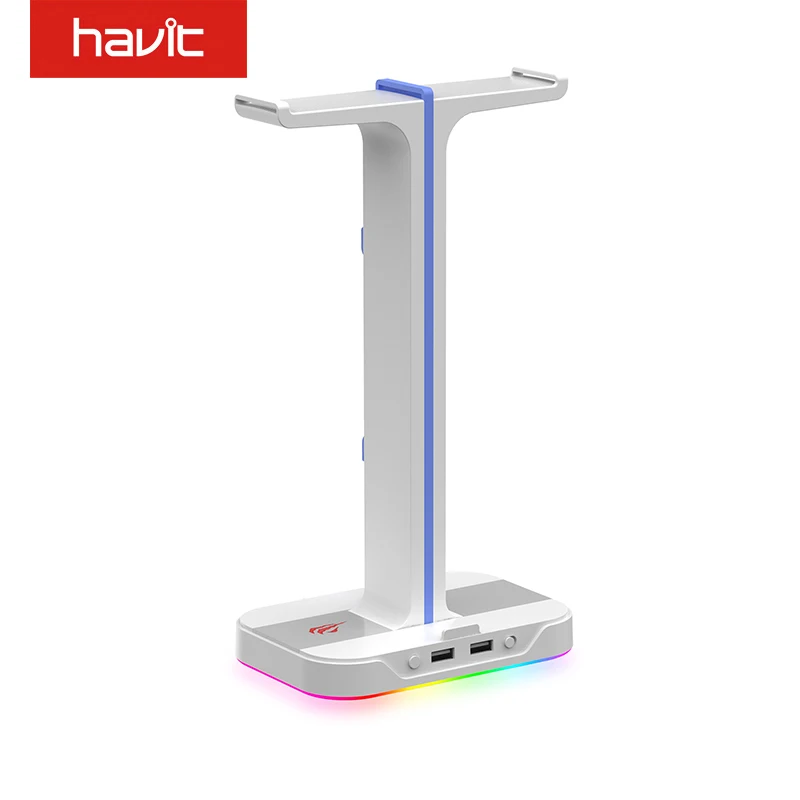 HAVIT Support Casque, RGB Porte Casque avec Hub USB 2 Ports Support Casque  Gamer avec Son Ambiophonique 7.1 et Rétroéclairé - Blanc - Cdiscount TV Son  Photo