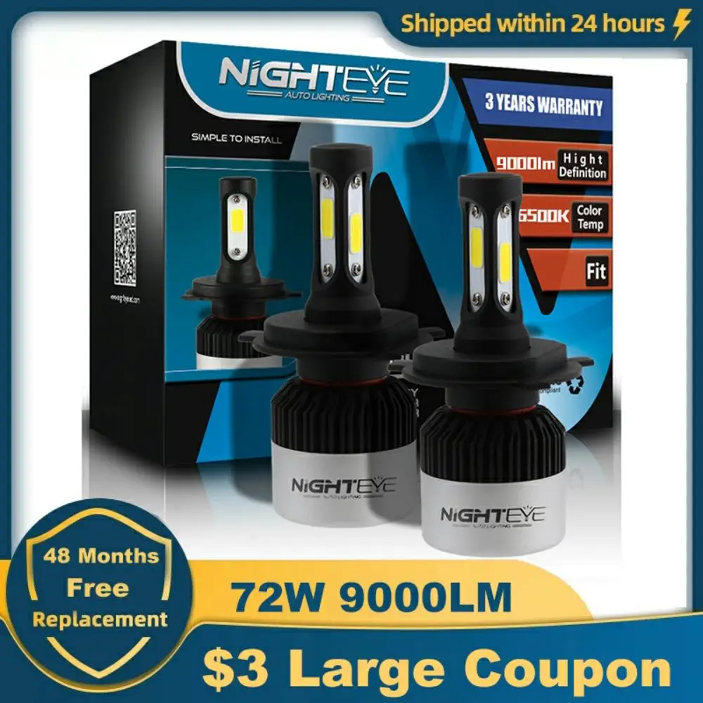 NIGHTEYE 72W Светодиодный лампада H4 H7 светодиодный H11 H8 9005 HB3 9006 HB4 Автомобильные фары
