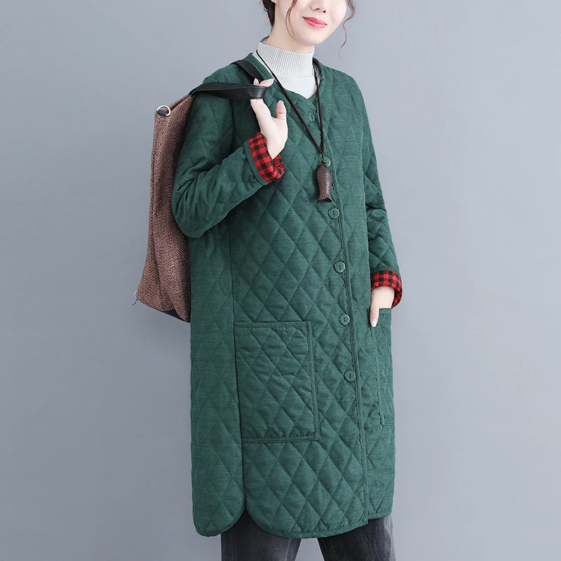 Осенне-зимняя женская одежда новое пальто из хлопка в винтажном стиле, свободная парка с длинными рукавами, пальто Женская куртка N991