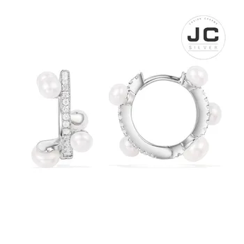 

New Fashion Charms Silver 925 Original Copy Jewelry,Silver Saturne Pearl Hoop Earring For Women With Mono Logo Zircon Gift Box
