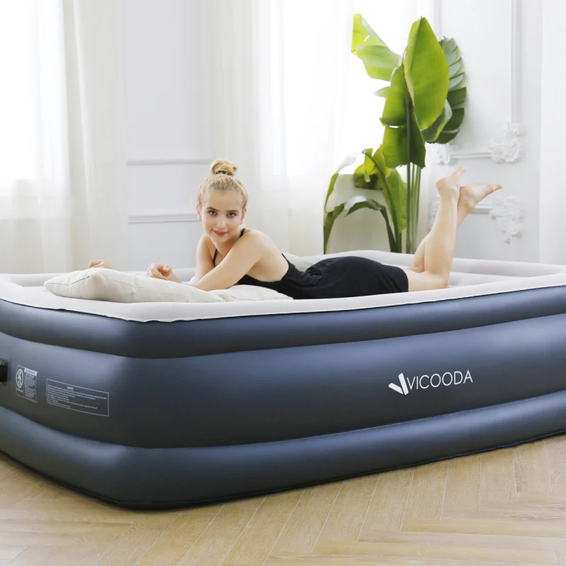 

80*60*22 Inch Camping Mat Lazy Bag Inflatable Air Sofa Portable No Leakage Home Air Mattress Air Bed With Rechargeable Pump