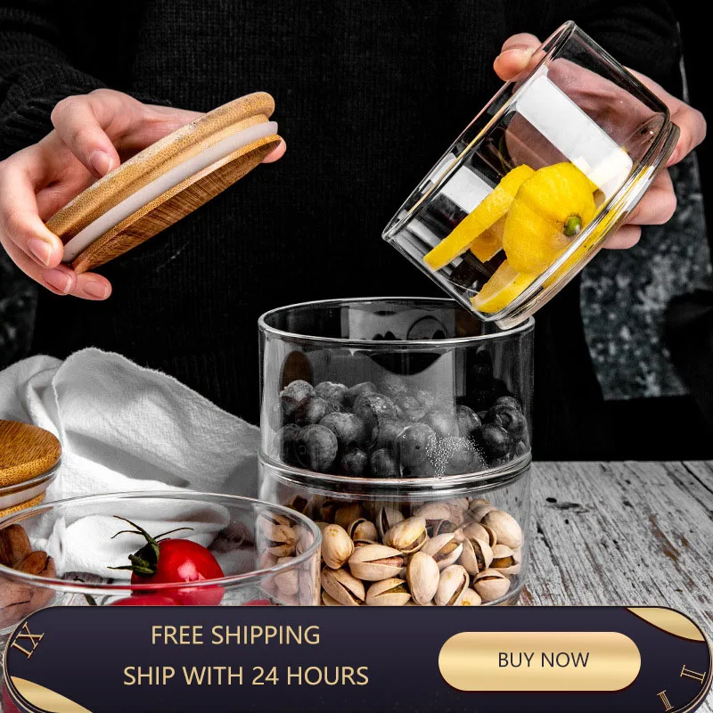 Jar Sealed Food-Storage Moisture-Proof-Multi-Grain-Container Glass Stacked-Multi-Layer