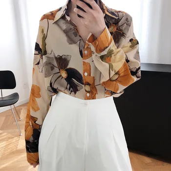 

Oil Painting Printed Shirt Women 2020 Light Sunscreen Chiffon Shirt Coat