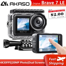AKASO Brave 7 LE 4K 30FPS 20MP WiFi Action Camera Touch Screen EIS Remote Control Sport Cameras Underwater Waterproof Helmet Cam