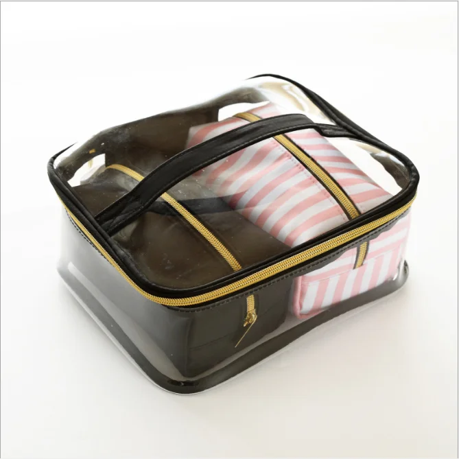 4 Pcs Set PVC Transparent Cosmetic Bag Portable Makeup Tools Organizer Case Toiletry Vanity Pouch Travel Box Accessories Supplie - Цвет: B