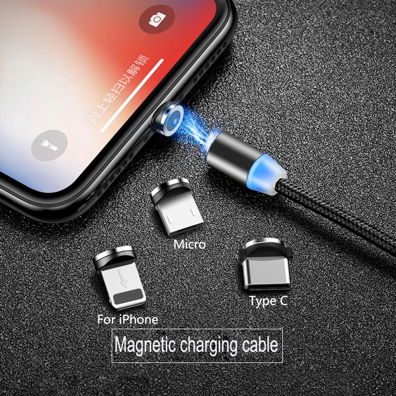 

Fast Charging Magnetic USB LED Cable For iPhone X XS MAX XR 7 8 Plus Huawei Nova 3i 5i 3 5 Pro Y9 Prime Micro USB Type C Cable