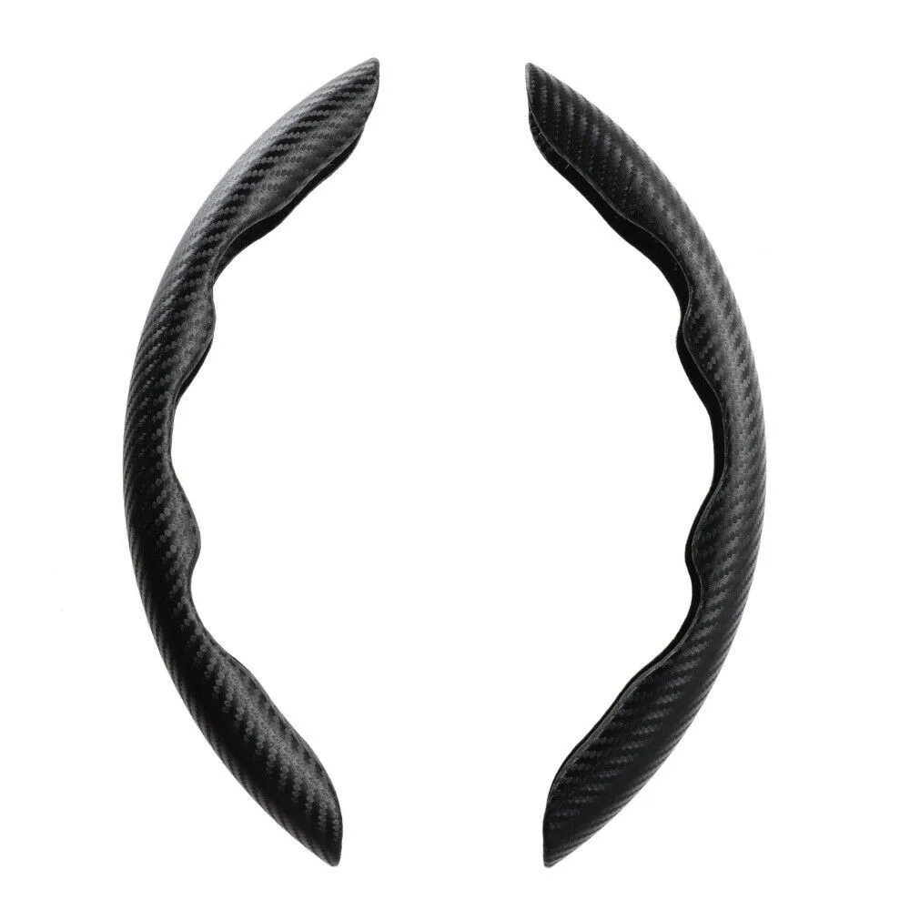 1Pair Car Steering Wheel Cover Universal  Non-Slip Booster Accessory Three Dimensional  Carbon Fiber Decoration Look