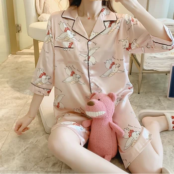 

2020 Summer Autumn Silk Womens Sleepwear Sexy Sleepshirt Long Print Ladies Nightgown Young Girl Outwear Nightdress Party