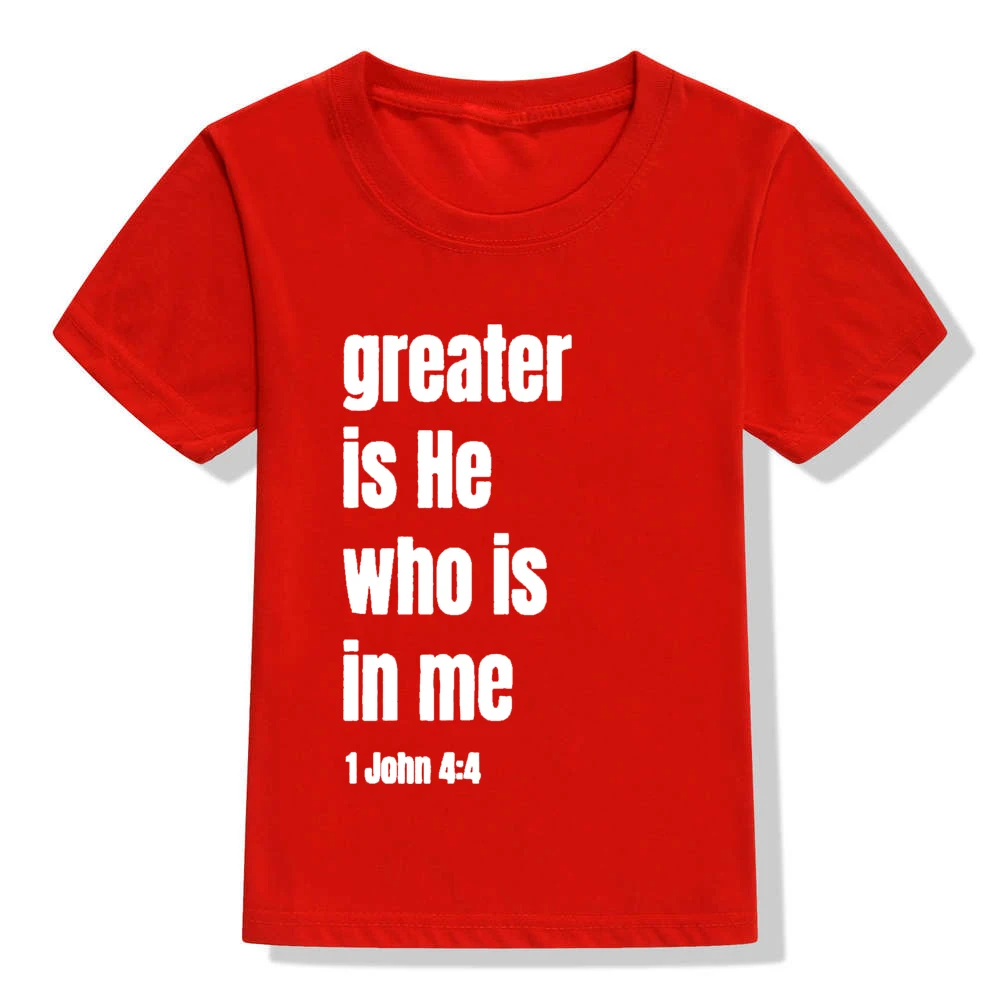 Детская рубашка с надписью «Greater Is He Is In Me», Детская христианская рубашка, Детские рубашки унисекс с верой, Детские Христианские Футболки для мальчиков и девочек, христианский Топ
