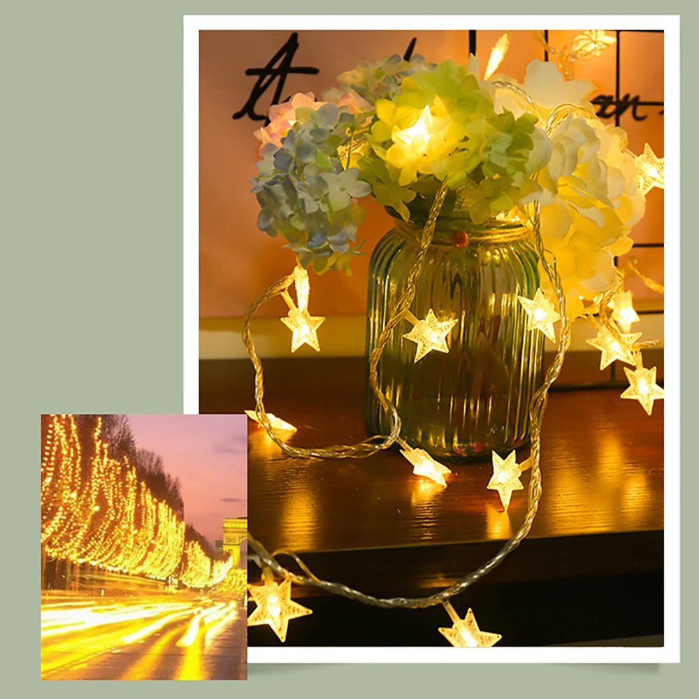 10-20LED Star Light String Twinkle Garlands Battery Powered Christmas Lamp Holiday Party Wedding Decorative Fairy Lights 4