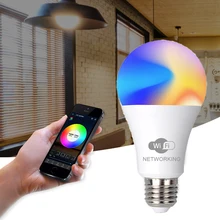 

Dimmable 10W E27 WiFi Smart Lights RGB Bulb LED Lamp App Operate Alexa Google Assistant Remote Control Wake Up Home Night Lights